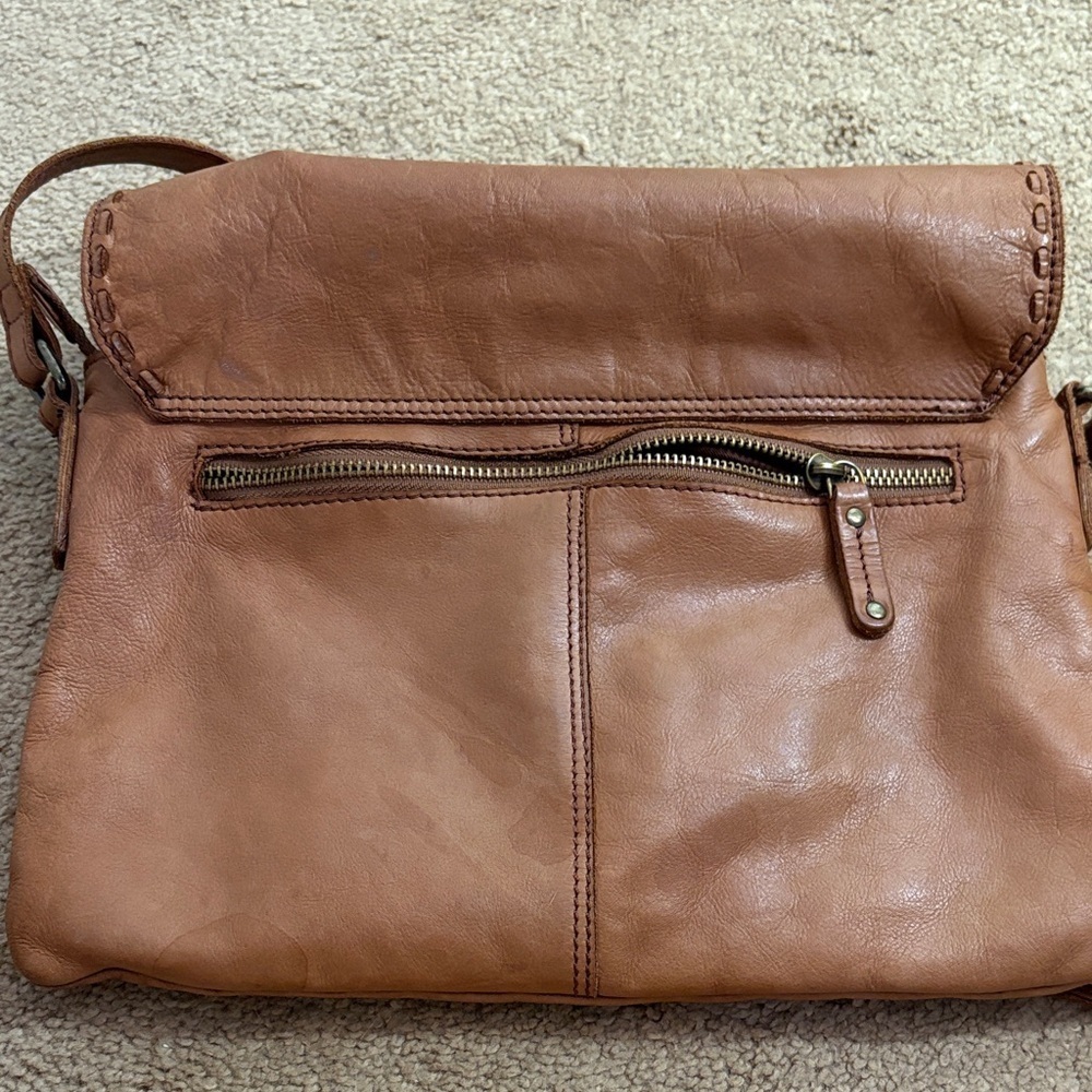 100% Genuine Brown Leather Crossbody Bag Satchel Purse Adjustable Straps Cowboy - Picture 10 of 13